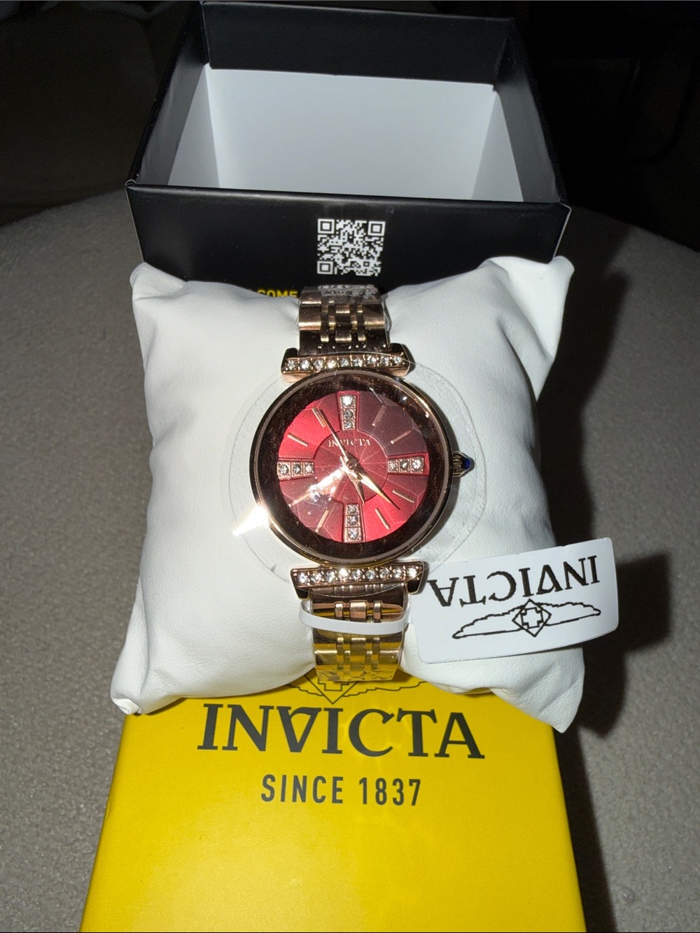 Invicta Rose Gold Pro Diver watch Burgundy face Crystal Accent Women's Watch
